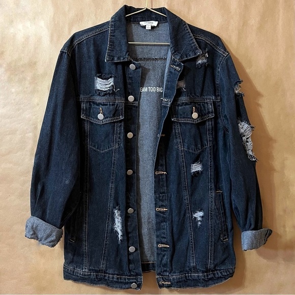 Umgee | Dreamer Distressed Oversized Longline Denim Jacket Button Front Size S - Picture 2 of 14